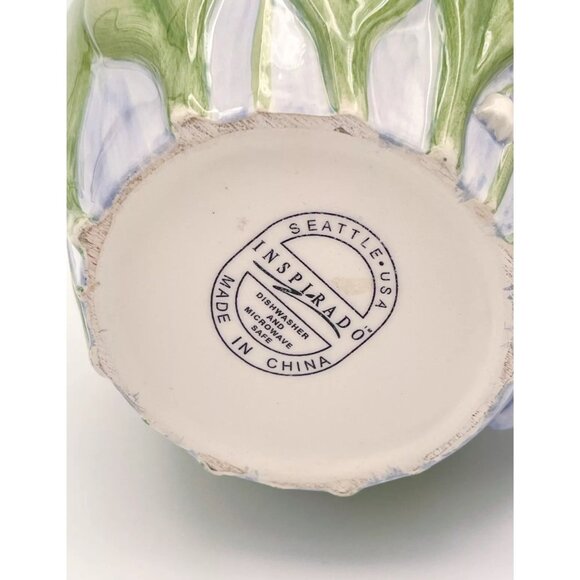 Inspirado Lily of the Valley Ceramic Pitcher Embossed Floral Hand Painted - Picture 7 of 13